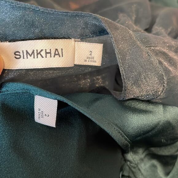 Jonathan Simkhai Monique Ruffle Sheer Organza Tulle Tiered Green Mini Dress Sz 2 - Picture 10 of 10